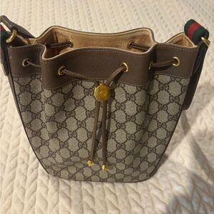 Gucci Brown GG Monogram Bucket Bag